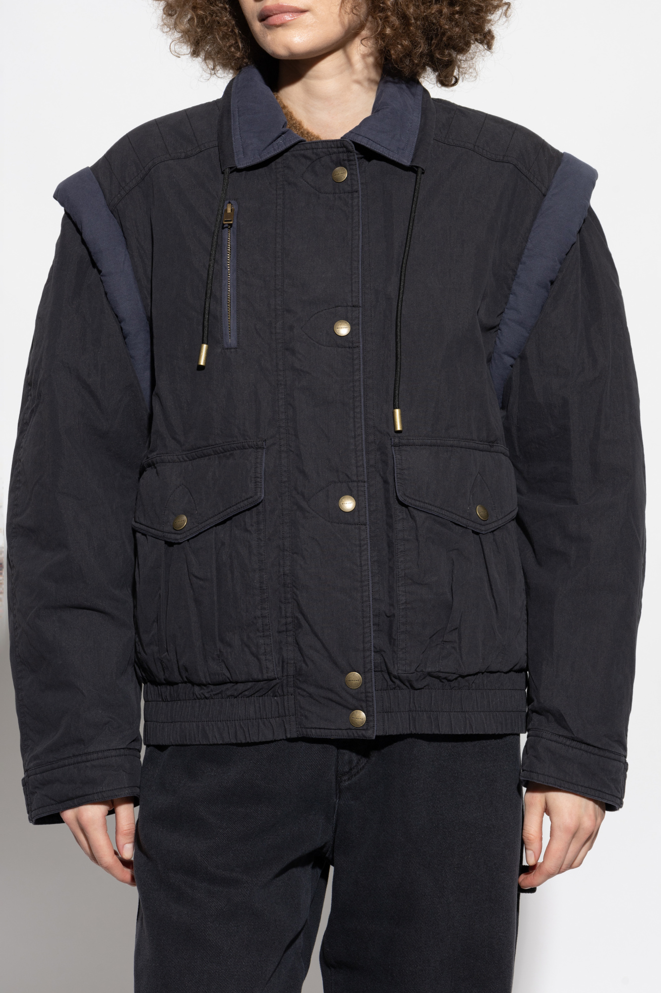 【新品タグ付き】MARANT ÉTOILE ジャケット MARANT ÉTOILE Josialo belted frayed cotton-blend jacquard